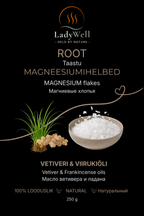„Taastu“ magneesiumihelveste 250 g pakendi esikülg – vetiver ja viiruk