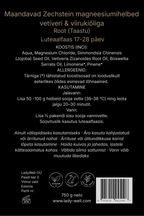 „Taastu“ magneesiumihelveste pakendi tagakülg 750g – koostis ja kasutusjuhend